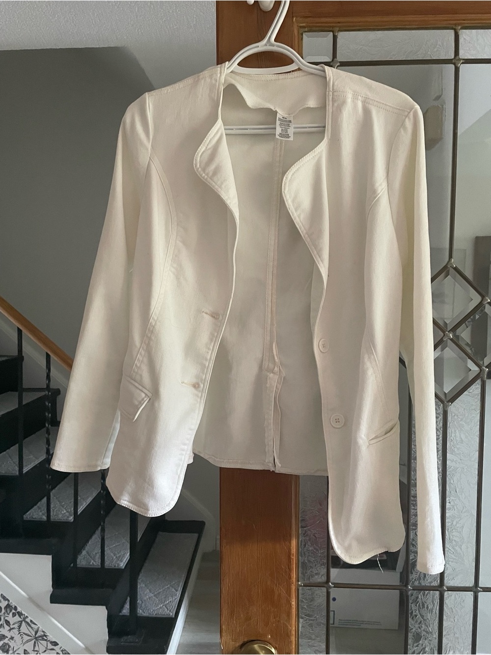 Women’s Cream Open-Front Lightweight Blazer Jacket